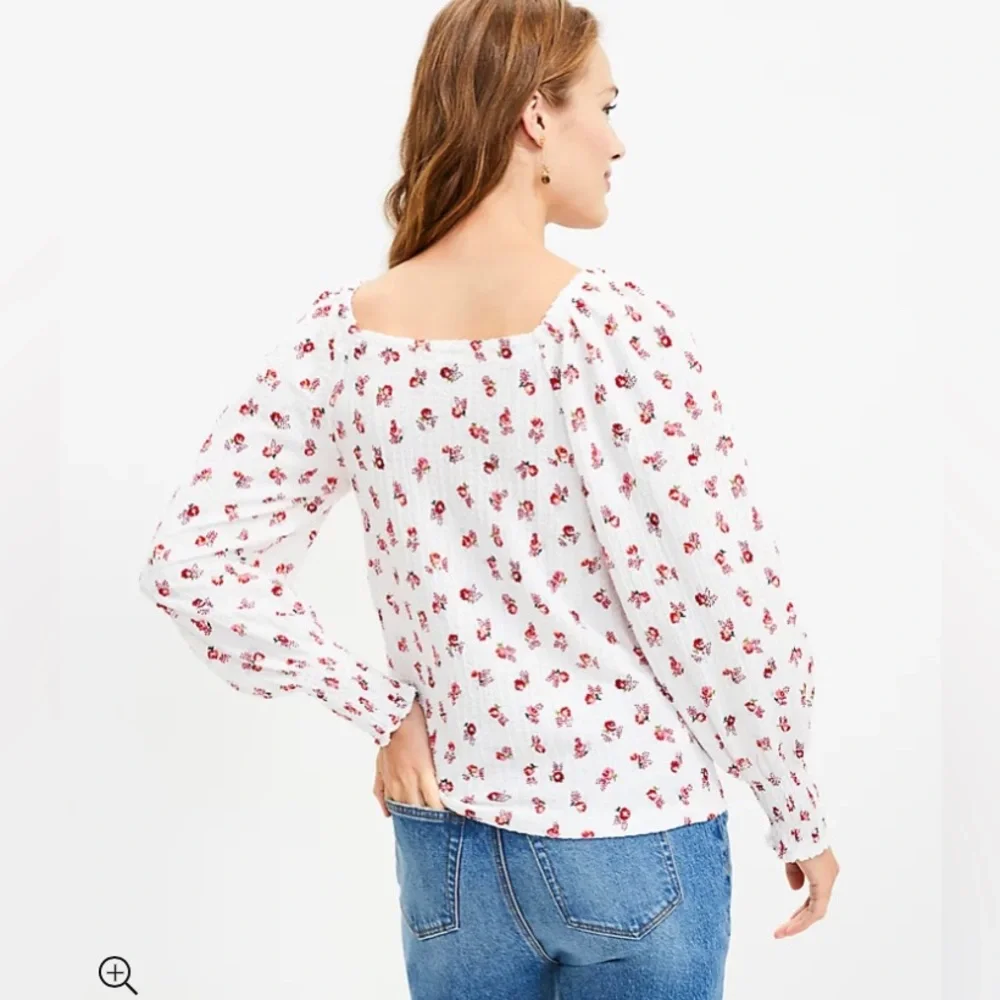 LOFT‎ NWT Women's Floral Puff Sleeve Square Neck Top
